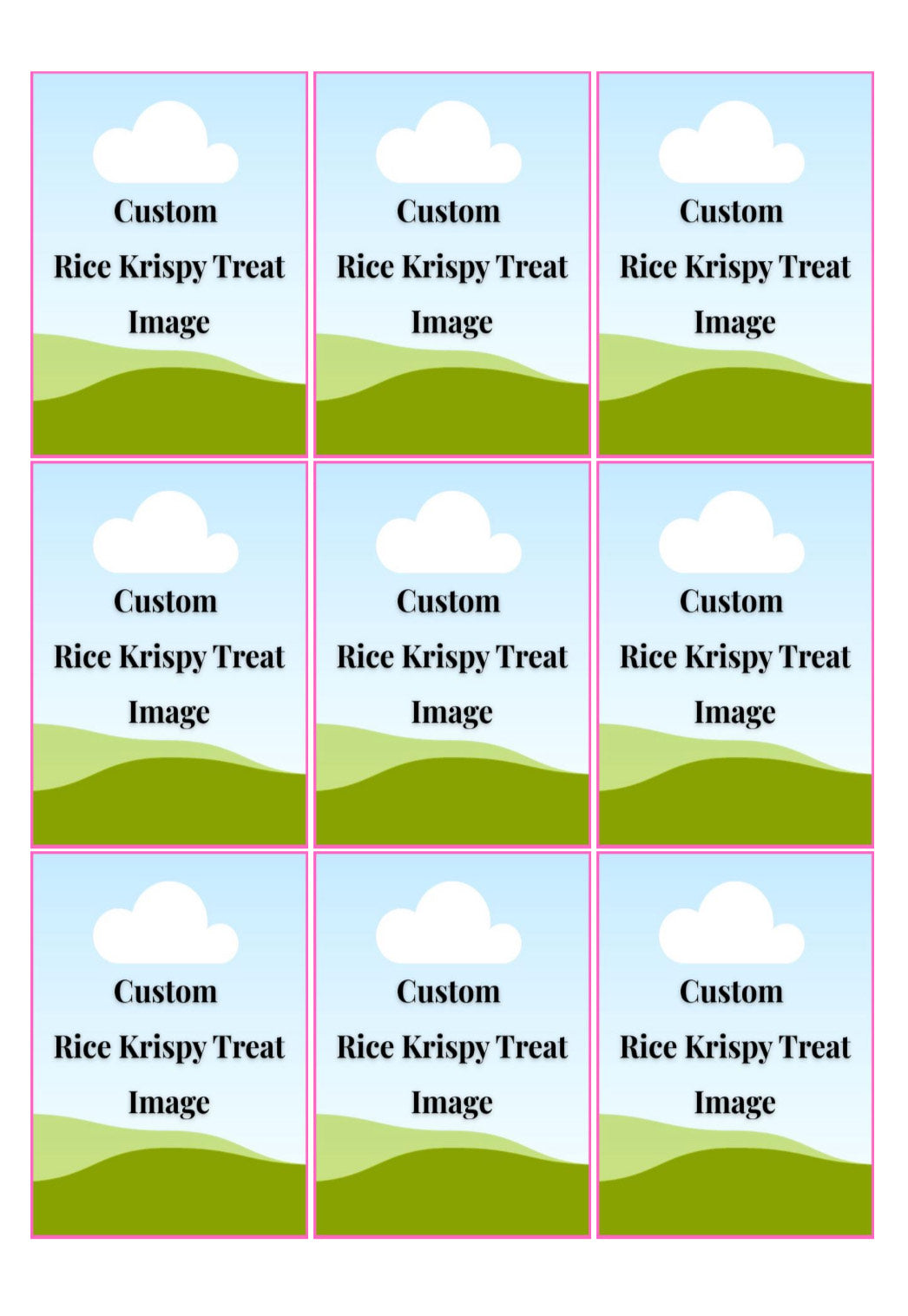 "CUSTOMIZED" RICE KRISPY TREAT EDIBLE IMAGE SHEET