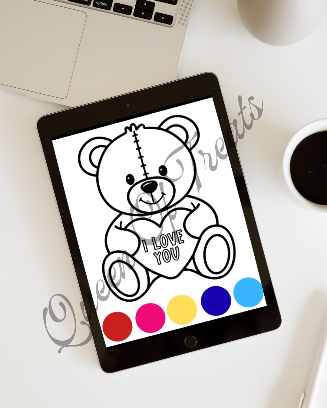 Rectangle "I Love You" Bear w/paint palette